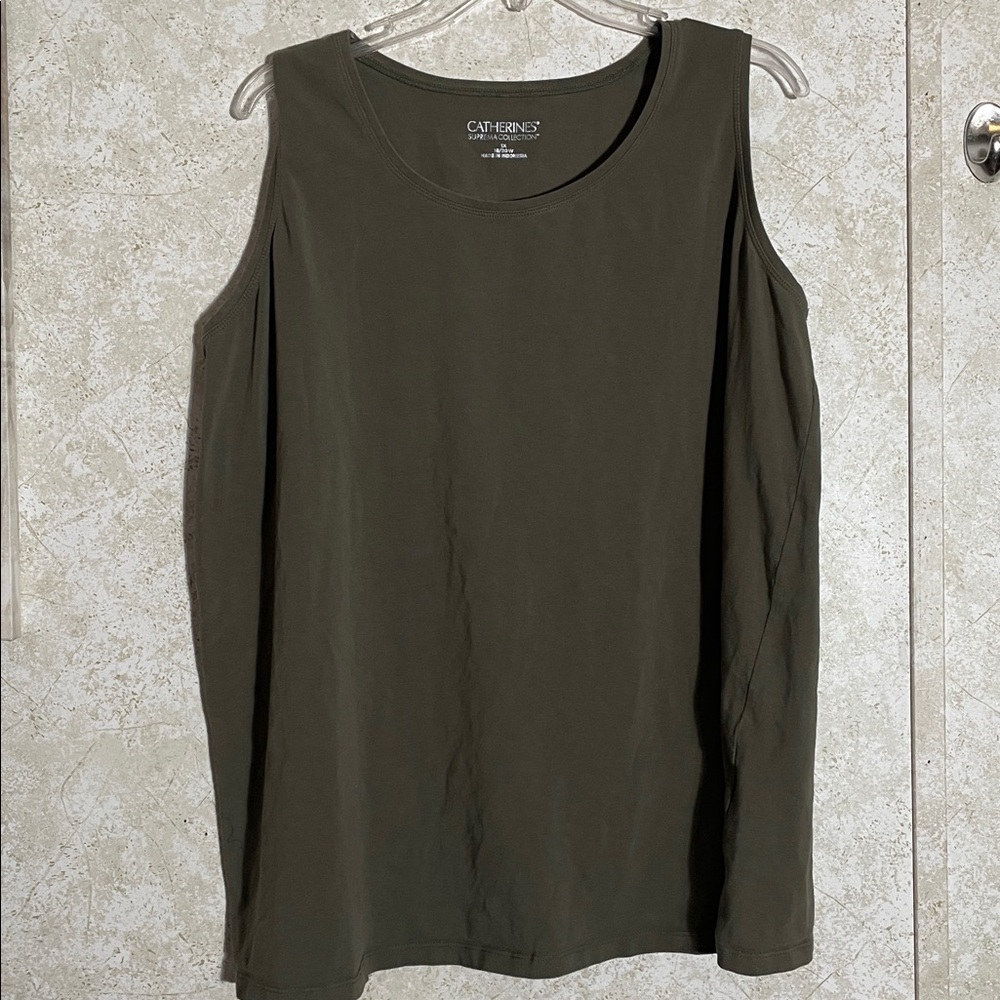 Catherines Suprema Collection Dark Olive Tank Sleeveless Blouse size 1x